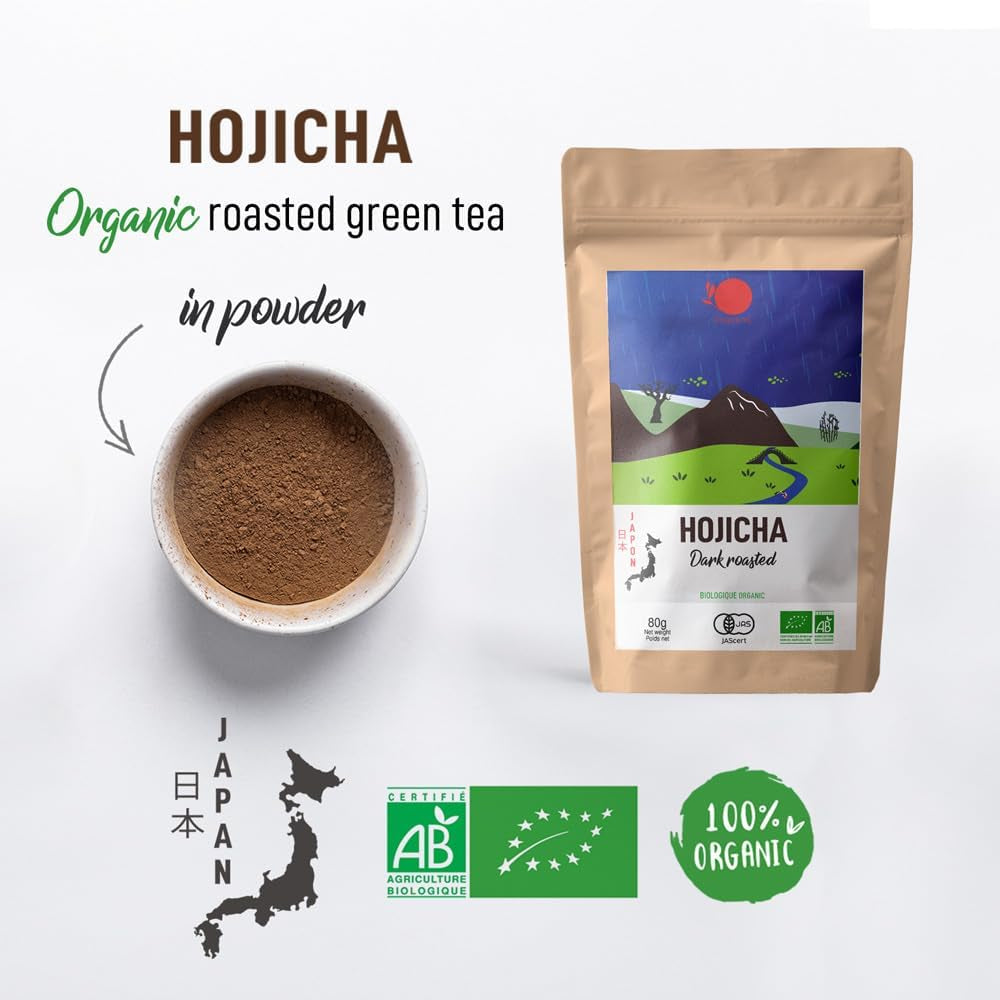 Organic Japanese Hojicha Tea Powder - Organic Hojicha Powder - 80Gr Bag