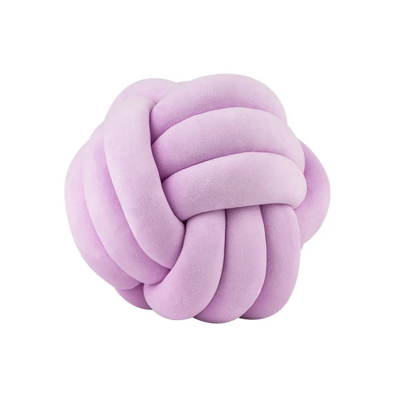 Lilac Decorative Throw Knot Pillow Ball for Home Chair Sofa Couch Bed Aesthetic round Velvet Knotted Pillow Cushion Gift