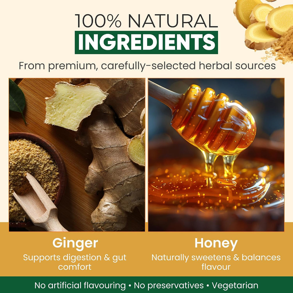 Instant Ginger Tea Bags – Ginger & Honey Sachets, 90 Tear & Pour