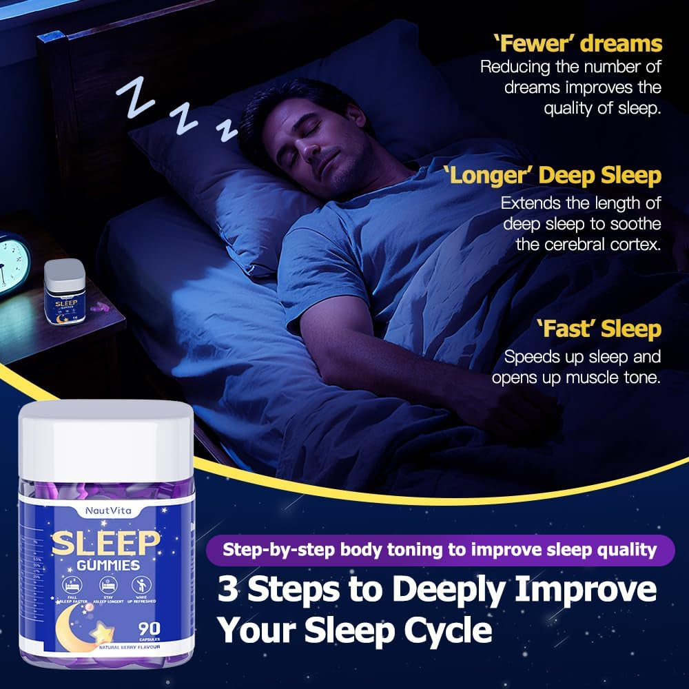 Gummies for Sleep Support & Mood Enhancement Sleep Gummies | Natural Berry Flavor Sleep Aid Supplement (90 Gummy)