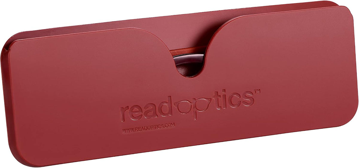 Blue Light Glasses Zero Magnification for Computer, Gaming, Digital & TV for Eye Protection, Thin Red Crystal Flat Folding Frames in Stylish Red Case