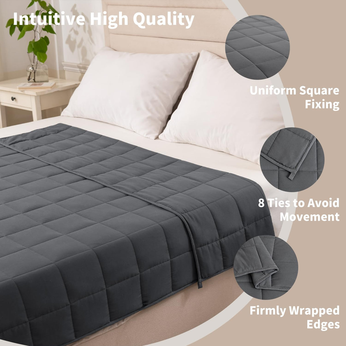 Weighted Blanket Stress Relief Wellbeing Blanket Sensory Calming Relaxing Blankets for Adult (Grey, 6Kg, 125X180Cm)