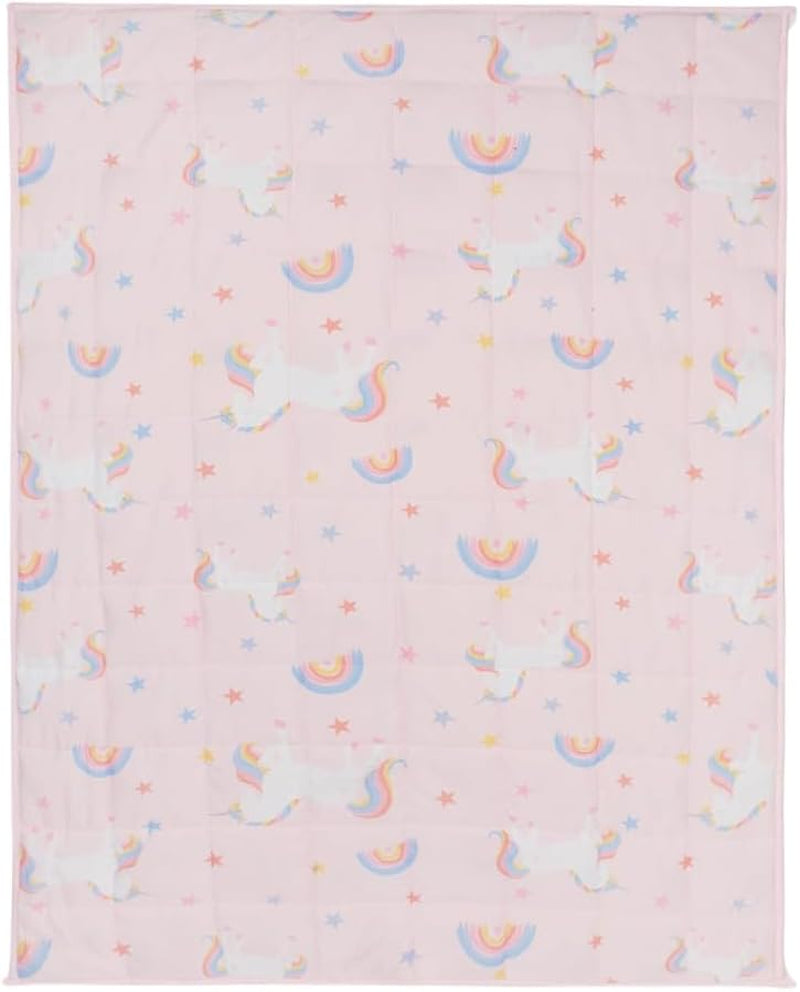 Weighted Blanket Teddy Fleece 3Kg Unicorn Pink, Comfort Heavy Blanket Calming Stress Insomnia Anxiety Relief for Adults, Single - 100 X 150Cm - (Disclaimer Only Suitable for Age 3+ Years)