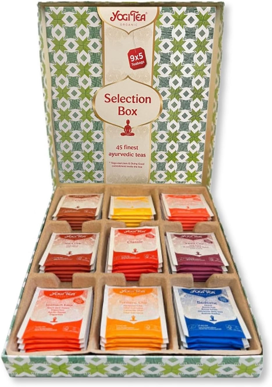 Tea Selection Box - 45 Tea Bags Total - Herbal Tea Selection Box, Flavours Include Choco, Ginger Lemon, Heartwarming, Maca Chai, Classic, Sweet Chai'S, Stomach Ease, Turmeric & Bedtime