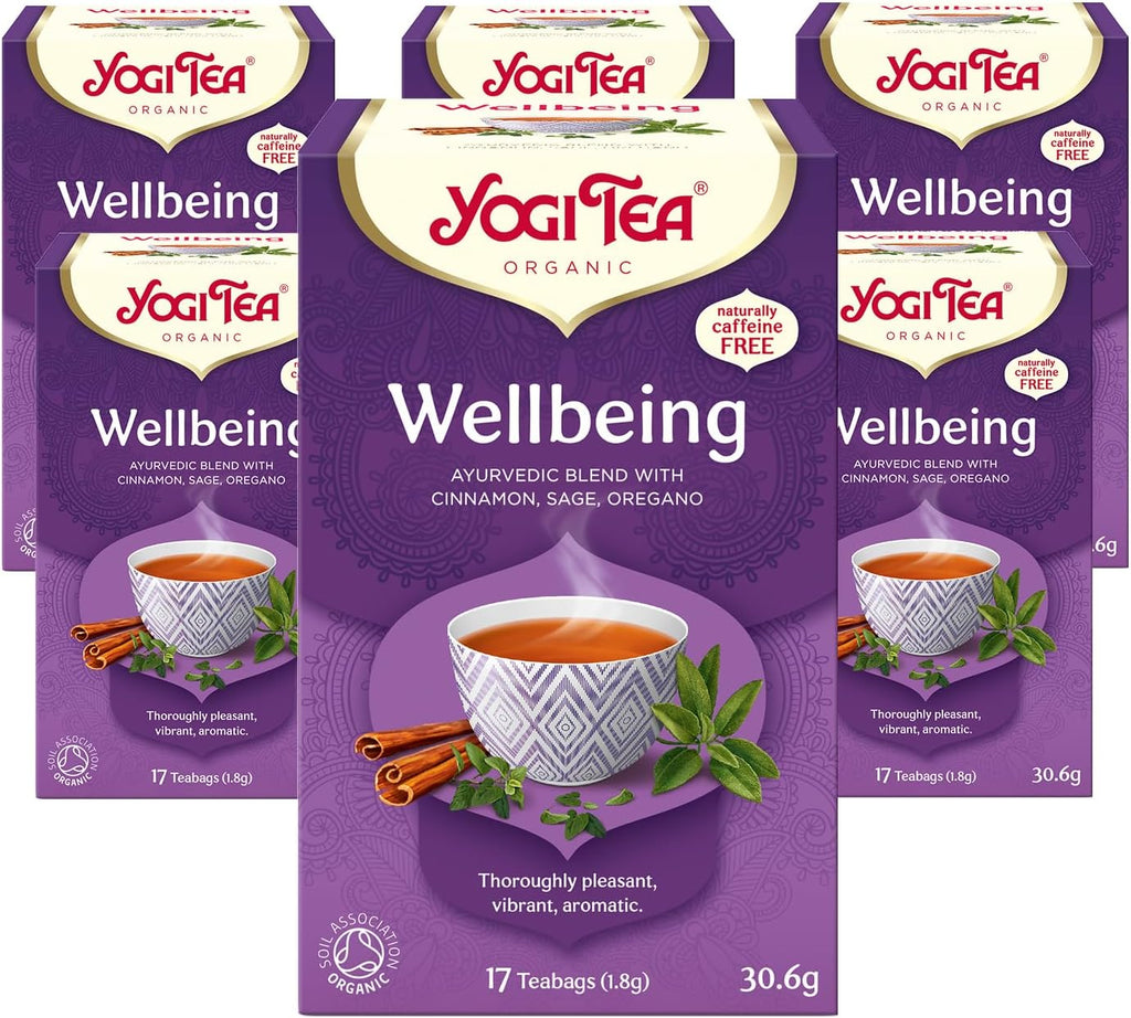 Tea, Wellbeing, Organic Herbal Tea, Naturally Caffeine Free, Blend of Cinnamon, Sage and Oregano, 6 Packs X 17 Tea Bags (102 Teabags Total)