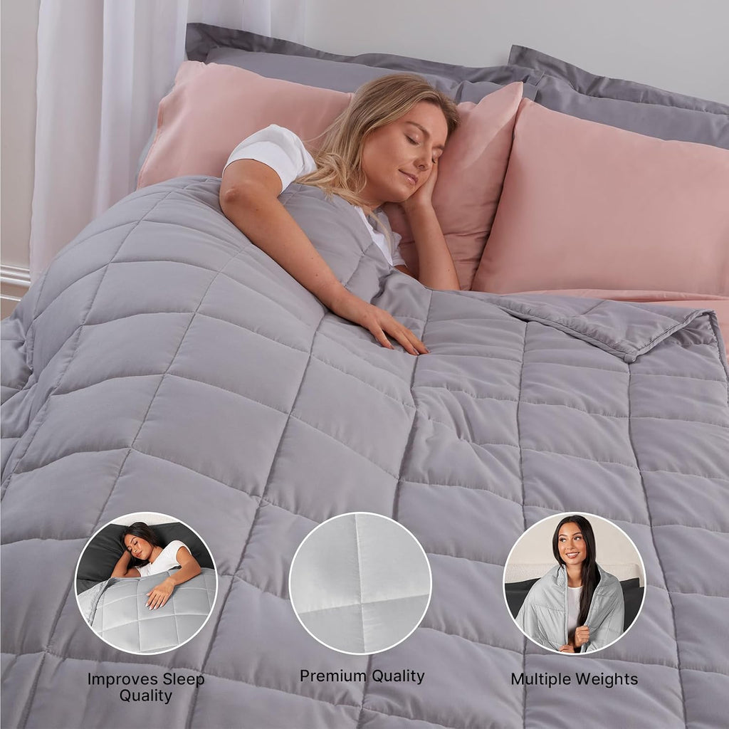 Weighted Blanket Adult 4Kg Silver Grey, Gifts for Women Men Therapy Autism Insomnia Anxiety Relief for Adults, Single - 125 X 150Cm - (Disclaimer Only Suitable for Age 3+ Years)