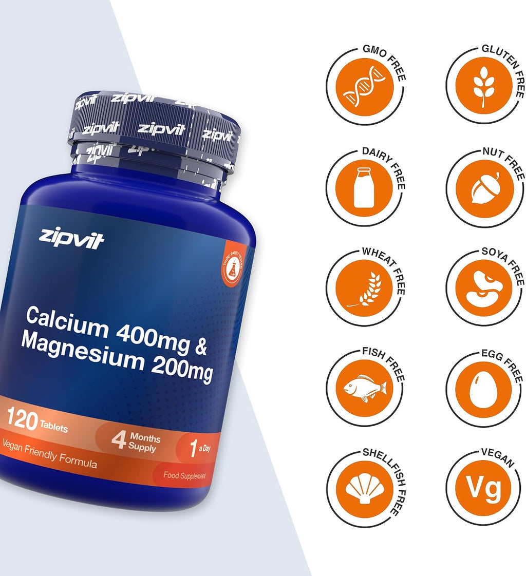 Calcium 400Mg & Magnesium 200Mg - 4 Months Supply - Vegan