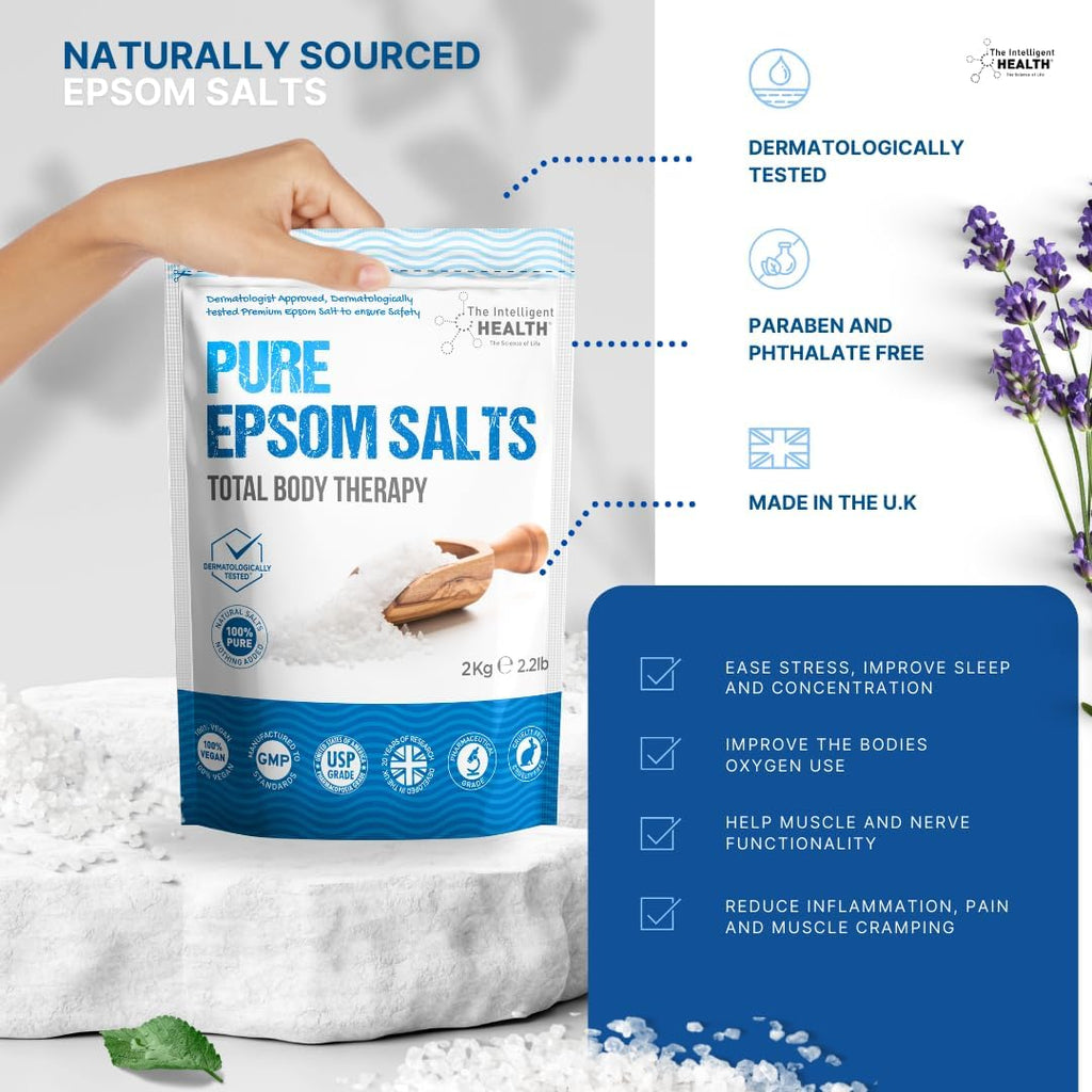 Magnesium Sulphate Bath Salts Soak, Muscle Magnesium Epsom Salt- 2Kg