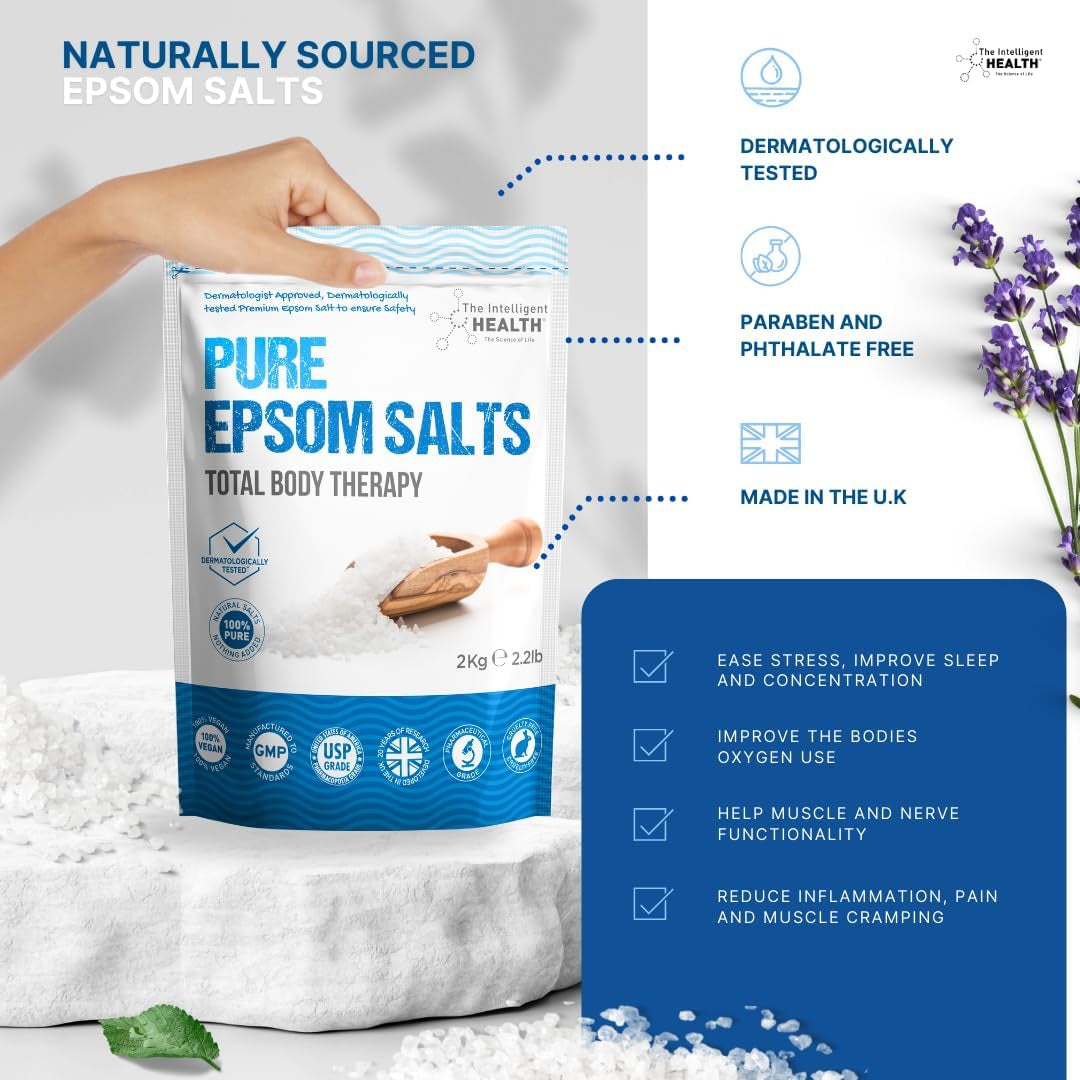 Magnesium Sulphate Bath Salts Soak, Muscle Magnesium Epsom Salt- 2Kg
