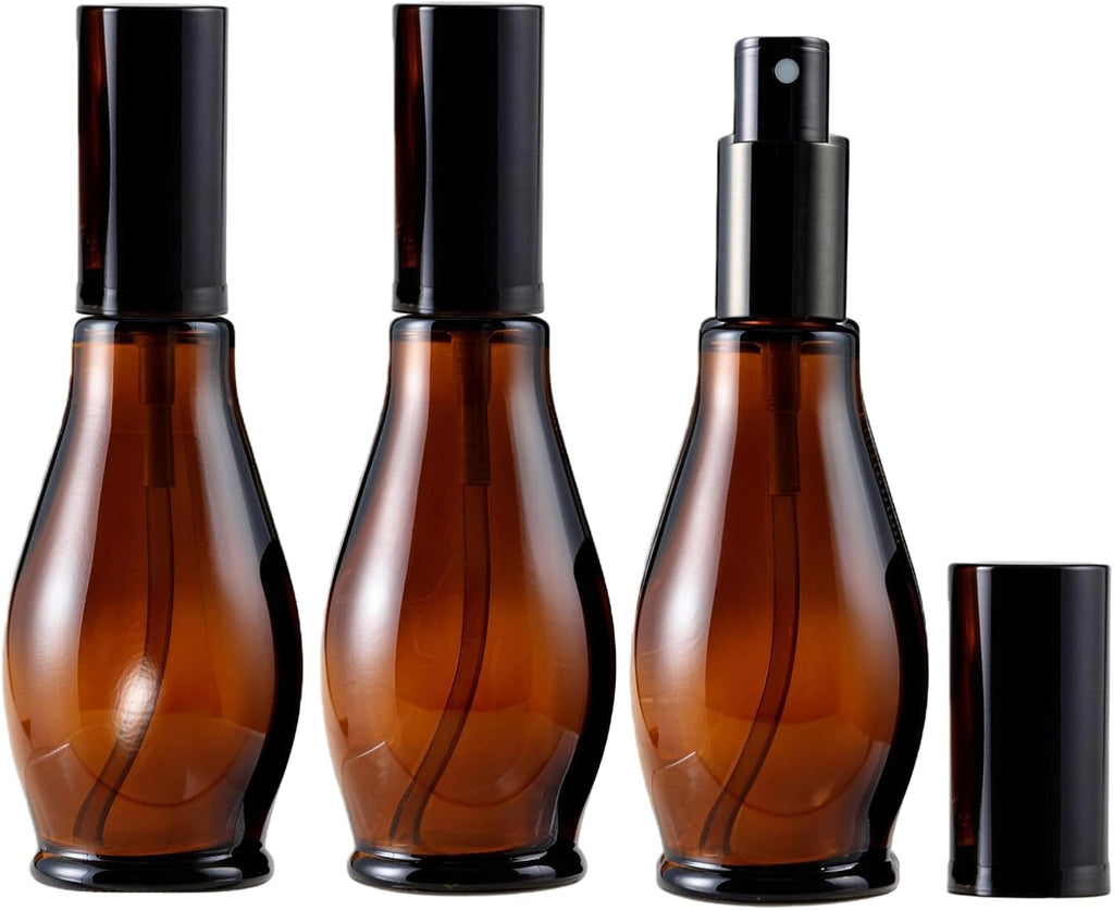 3Pcs 3.4Oz Amber Glass Refillable Spray Bottles for Essential Oil