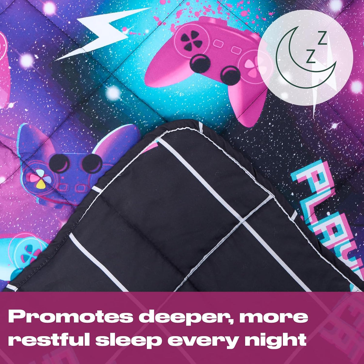 3Kg Weighted Blanket for Adults, Gaming Weighted Blanket Microfibre Sleep Therapy Anxiety Relief Weighted Heavy Blanket Reversible, Black - 150 X 100Cm(Disclaimer:Only Suitable for Age 3+Years)