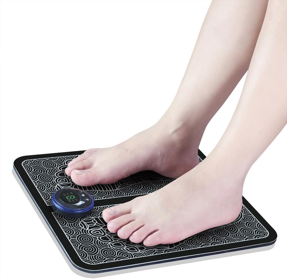 EMS Foot Massager with Remote Control - 8 Modes & 19 Intensity Levels for Pain Relief, Muscle Recovery & Improved Blood Circulation - Foot Massager for Neuropathy, Edema Relief and Home Use