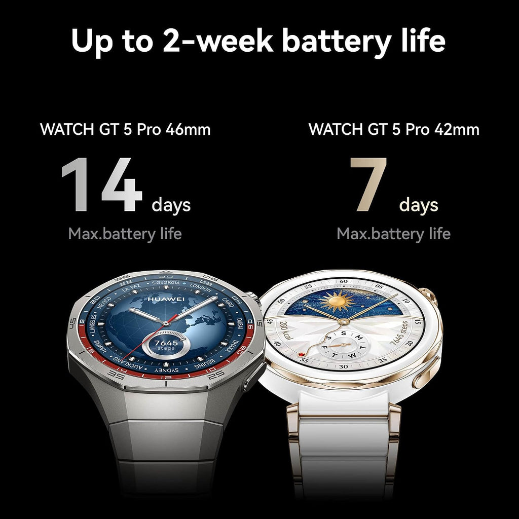 HUAWEI WATCH GT 5 Pro 46 Mm Smartwatch, Pro-Level Sports Watch, Health Tracking, ECG Monitoring, up to 14 Days Battery Life, GPS, Bluetooth Call, Ios& Android+Freebuds 5I, Titanium