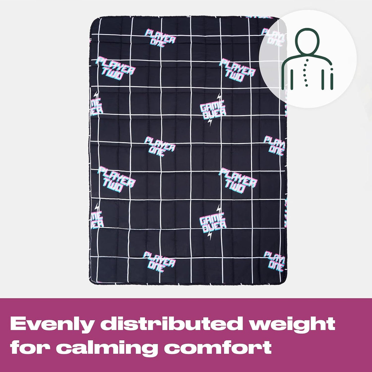 3Kg Weighted Blanket for Adults, Gaming Weighted Blanket Microfibre Sleep Therapy Anxiety Relief Weighted Heavy Blanket Reversible, Black - 150 X 100Cm(Disclaimer:Only Suitable for Age 3+Years)