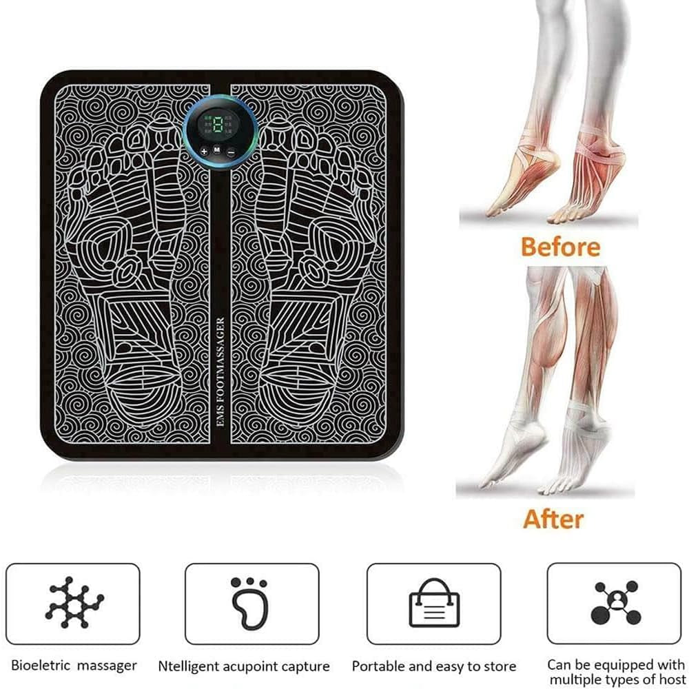 EMS Foot Massager with Remote Control - 8 Modes & 19 Intensity Levels for Pain Relief, Muscle Recovery & Improved Blood Circulation - Foot Massager for Neuropathy, Edema Relief and Home Use