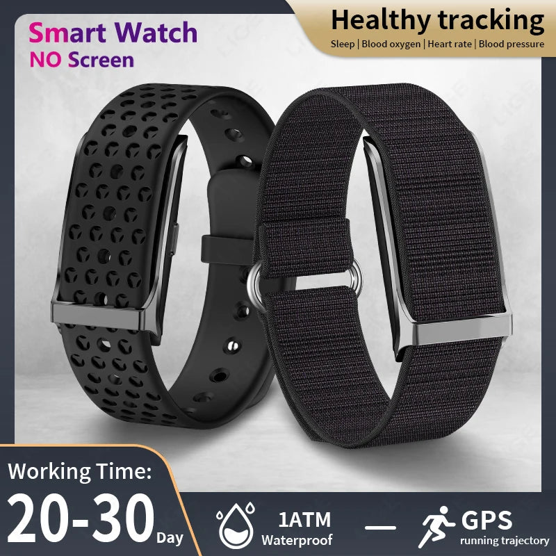 2025 No Screen Smart Watch 20-Day Ultra-Long Use Time 24Hours Blood Oxygen Blood Pressure Monitoring Sports Smart Bracelet