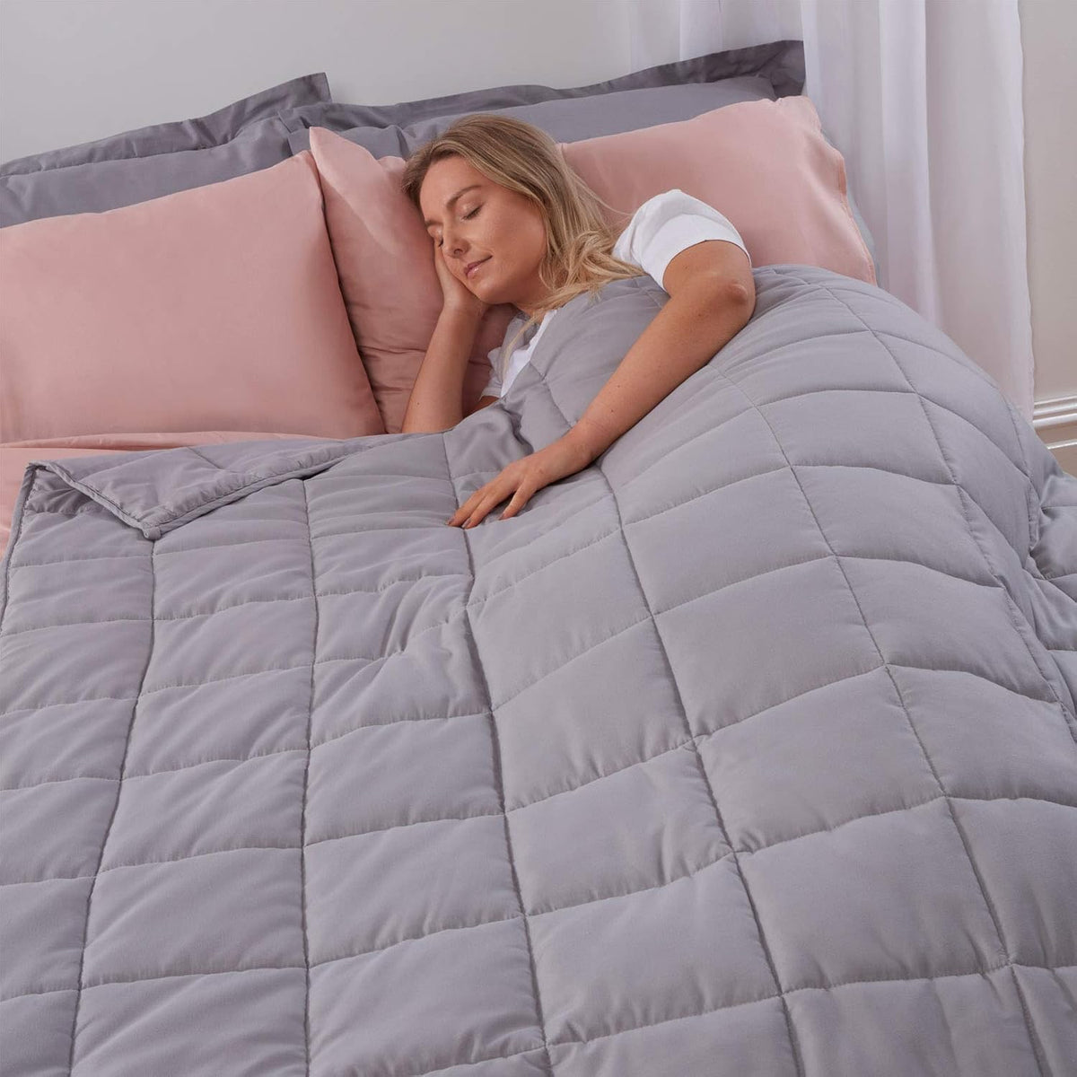 Weighted Blanket Adult 4Kg Silver Grey, Gifts for Women Men Therapy Autism Insomnia Anxiety Relief for Adults, Single - 125 X 150Cm - (Disclaimer Only Suitable for Age 3+ Years)