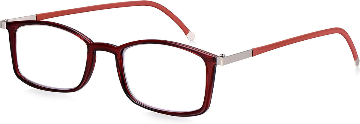Blue Light Glasses Zero Magnification for Computer, Gaming, Digital & TV for Eye Protection, Thin Red Crystal Flat Folding Frames in Stylish Red Case